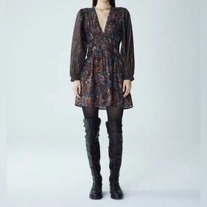 Maria Cher Jujuy Long Sleeve Mini Dress Black Dahlia XS S M NWT